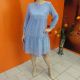 Шифоновое модное платье голубое