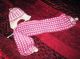 Комплект шапка и шарф белый в розовый рисунок