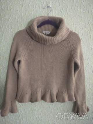 Теплый красивый свитер на худеньких, кофточка с отворотом под горло, р.С