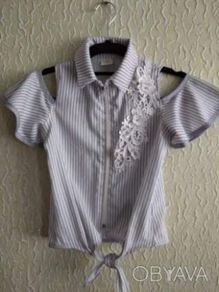 Нарядная стильная блузка рубашка девочке на 8-10 лет, Турция