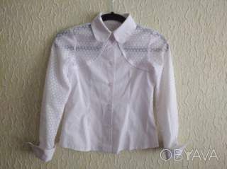 Белая рубашка блузка, школьная рубашка, блузка в школу, девочке 8-10 лет