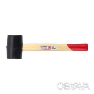 Киянка гумова 450 г, чорна гума, дерев'яна ручка HT-0237