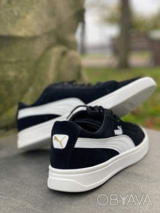 Кроссовки мужские Puma Sueda.Черные на белой подошве.