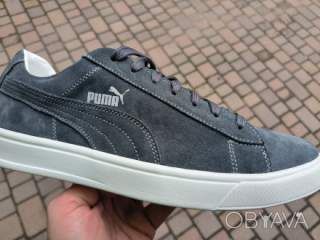 Кроссовки мужские Puma Sueda.Черные на белой подошве.