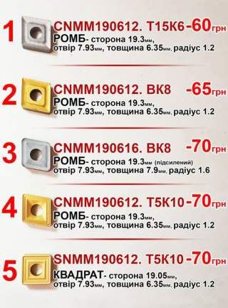 CNMG190608 пластини ВК8. Ромб 19мм. CNMG190608