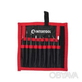 Набір пінцетів радіотехнічних 9шт, антистатичні, в чохл INTERTOOL NT-6002