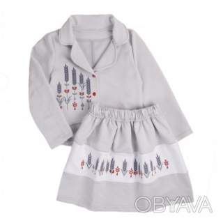 Комплект з вишивкою "Колоски", Сірий, 128 (9 років)