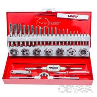 Набір плашок і мітчиків, 32 од., M3-M12 INTERTOOL SD-8032