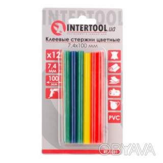 Комплект клейових стрижнів кольорових, 7, 4&times;100 мм, 12 шт