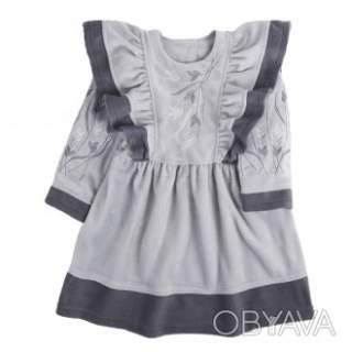 Комбінована флісова сукня "Колоски", Сірий, 92 (2 роки)