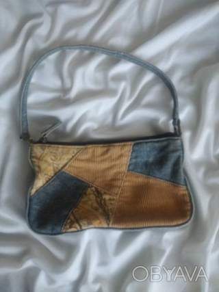 Вінтажна маленька сумочка із джинса та вельвета