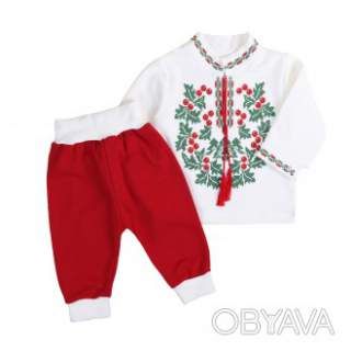 Комплект для хлопчиків "Різдво" з начосом, Червоний, 68 (6 міс)
