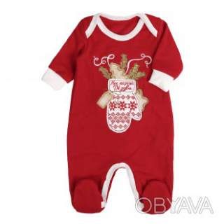 Новорічний комбінезон "Перше Різдво. Рукавичка", Червоний