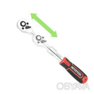 Рукоятка з храповим механізмом телескопічна, 72 зуба 1/4 "