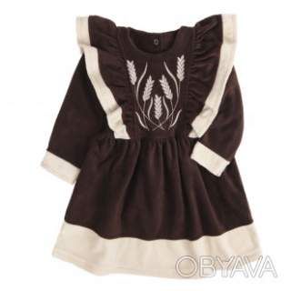 Флісова комбінована дитяча сукня "Колоски", Шоколад