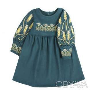 Флісова дитяча сукня "Колоски", Смарагдовий, 92 (2 роки)