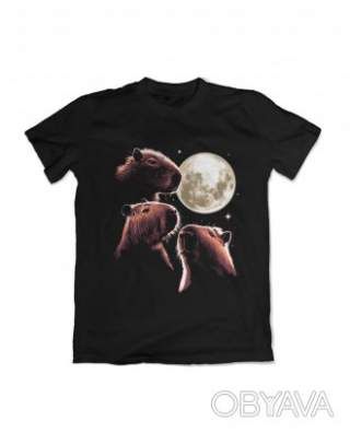 Футболка доросла унісекс "Місячні капібари", Чорний, M