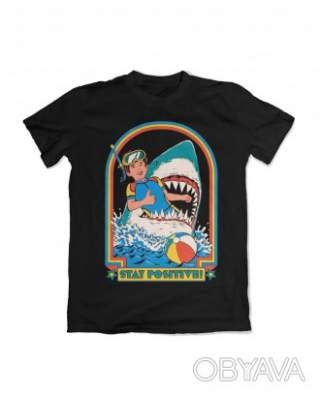 Футболка базова унісекс "Залишайся на позитиві", Чорний, M