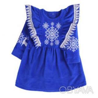 Сукня дитяча флісова з мереживом "Герда", Електрик, 110 (5 років)