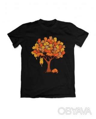 Базова футболка унісекс "Осінній котопад", Чорний, M
