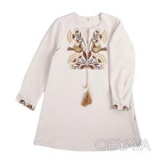 Сукня вишиванка для дівчат "Зозуленька", Крем-брюле