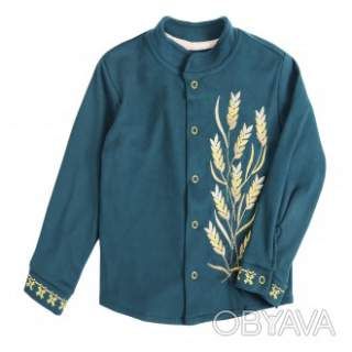 Флісова сорочка для хлопчика "Колоски", Смарагдовий, 92 (2 роки)
