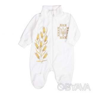 Флісовий ясельний комбінезон "Колоски", Молочний, 68 (6 міс)