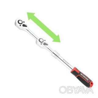 Рукоятка з храповим механізмом телескопічна, 72 зуба 1/2 "