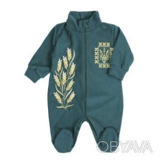 Флісовий ясельний комбінезон "Колоски", Смарагдовий, 68 (6 міс)