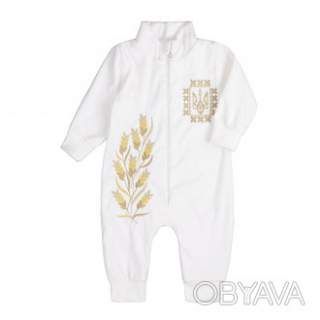 Ясельний ромпер з вишивкою "Колоски", Молочний, 74 (6-12 міс)