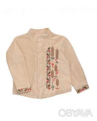 Флісова вишита сорочка "Колоски", Капучіно, 128 (9 років)