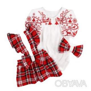 Комплект ясельний для дівчаток "Новорічні пригоди", Червоний