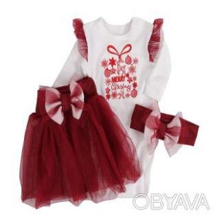 Комплект для дівчинки "Подарунок" + фатин, Бордовий