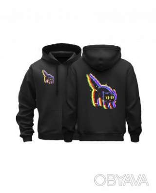 Базовий худі унісекс "Стерео-кіт", Чорний, M