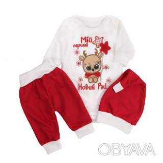 Комплект мій перший Новий рік "Оленятко", Бордовий, 68 (6 міс)