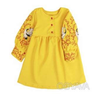 Сукня дитяча "Магнолія 2.0" довгий рукав + вишивка, Жовтий