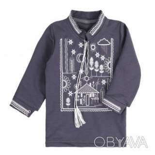 Вишиванка для хлопчика "Рідний край", Темно-сірий, 128 (9 років)