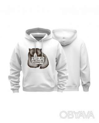 Худі базовий унісекс "Погодуй мене", Білий, M