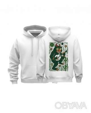 Худі базовий унісекс "Грибний музикант", Білий, M