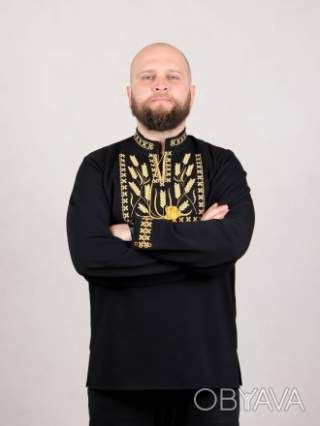 Вишиванка чоловіча "Колоски", Чорний, 54