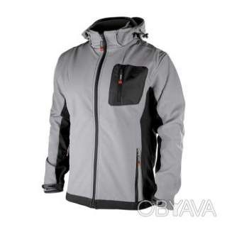 Куртка SOFTSHELL світло-сіро/чорна, з капюшоном, тришарова
