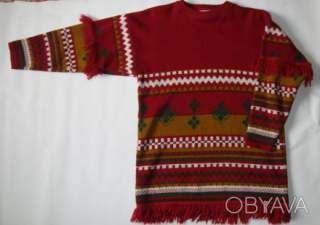 Червоний вязаний светр-сукня з бахромою та візерунками Strawberry Shades 50