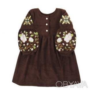 Флісова сукня з вишивкою "Бавовна", Шоколад, 110 (5 років)