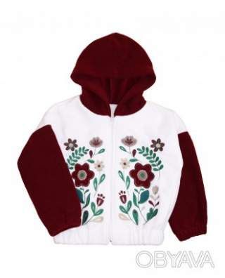Куртка флісова з вишивкою "Квітка", Бордовий, 116 (6 років)