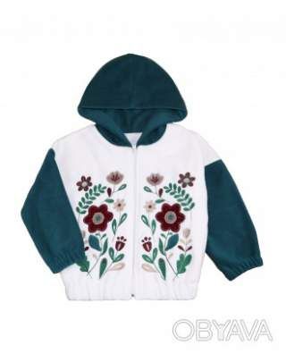 Куртка флісова з вишивкою "Квітка", Ізумрудний, 122 (7 років)