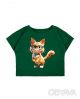 Футболка дитяча oversize з принтом "Котик", Зелений, 104 (4 роки)