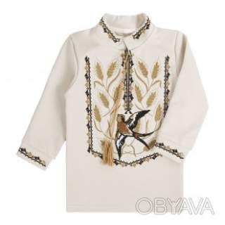 Вишиванка дитяча довгий рукав "Ластівка", Крем-брюле