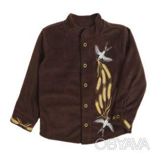 Флісова сорочка для хлопчика "Лілея" з вишивкою, Шоколад