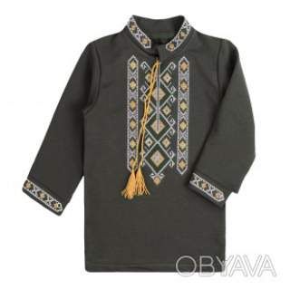Вишиванка для хлопчика "Устим" довгий рукав, Хакі, 92 (2 роки)