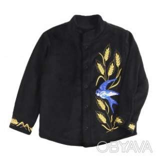 Флісова сорочка з вишивкою "Ластівка", Чорний, 110 (5 років)